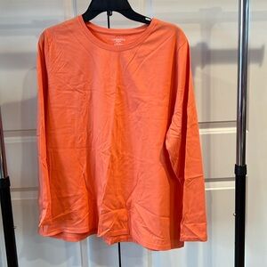 Lands' End Women's Orange Long Sleeve T- Shirt